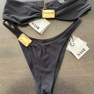 SAME Black Bikini Set with Gold Accent Hardware